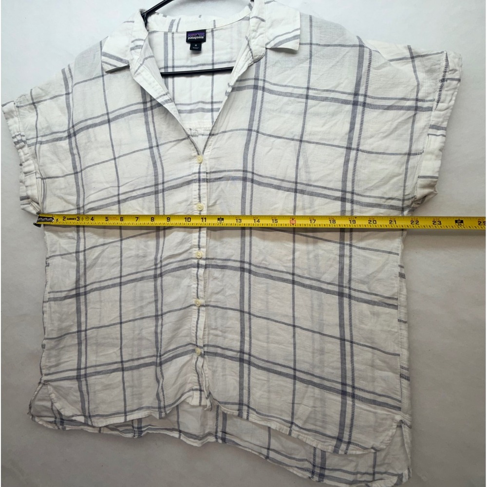 Patagonia Womens Lightweight A/C Shirt White Blue Plaid Cotton Hemp STY52960 M - Picture 5 of 9